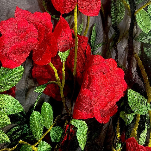 Embroidered Mesh Rose Jacket - Picture 2 of 4